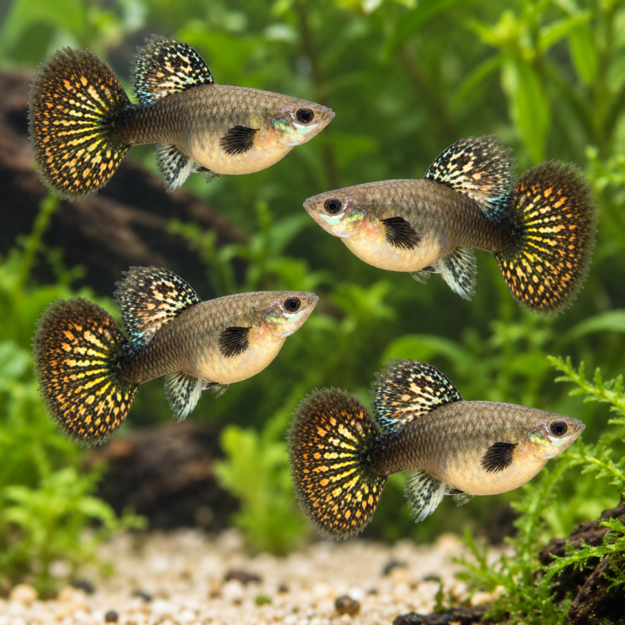 Guppy Dragón Rojo de dorsal alto, Tamaño XL · Hembra
