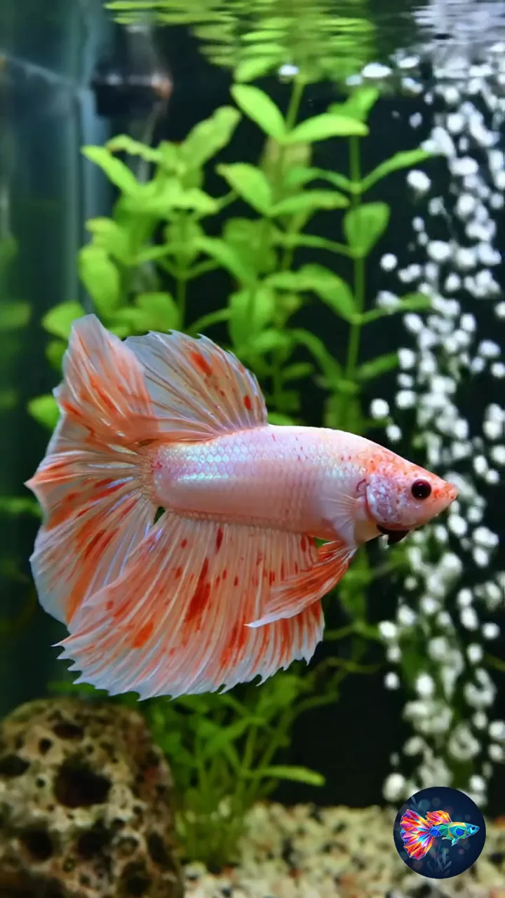Product video · Male Betta splendens White and Red Marble Longfin